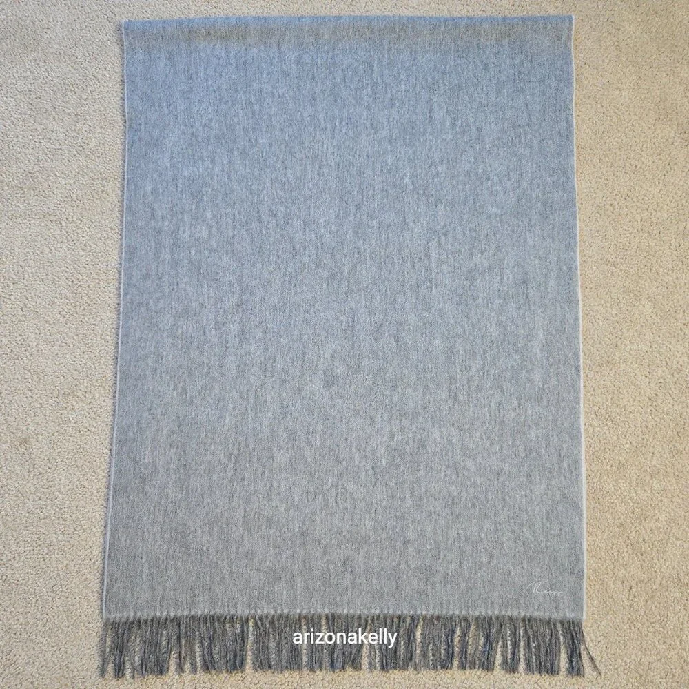 NWOT Reiss Cashmere Fringed Scarf 2-tone Grey - Picture 7 of 10